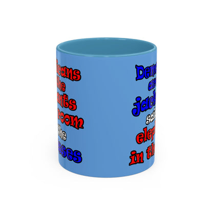 donkeys and elephants - Accent Mug (light blue)