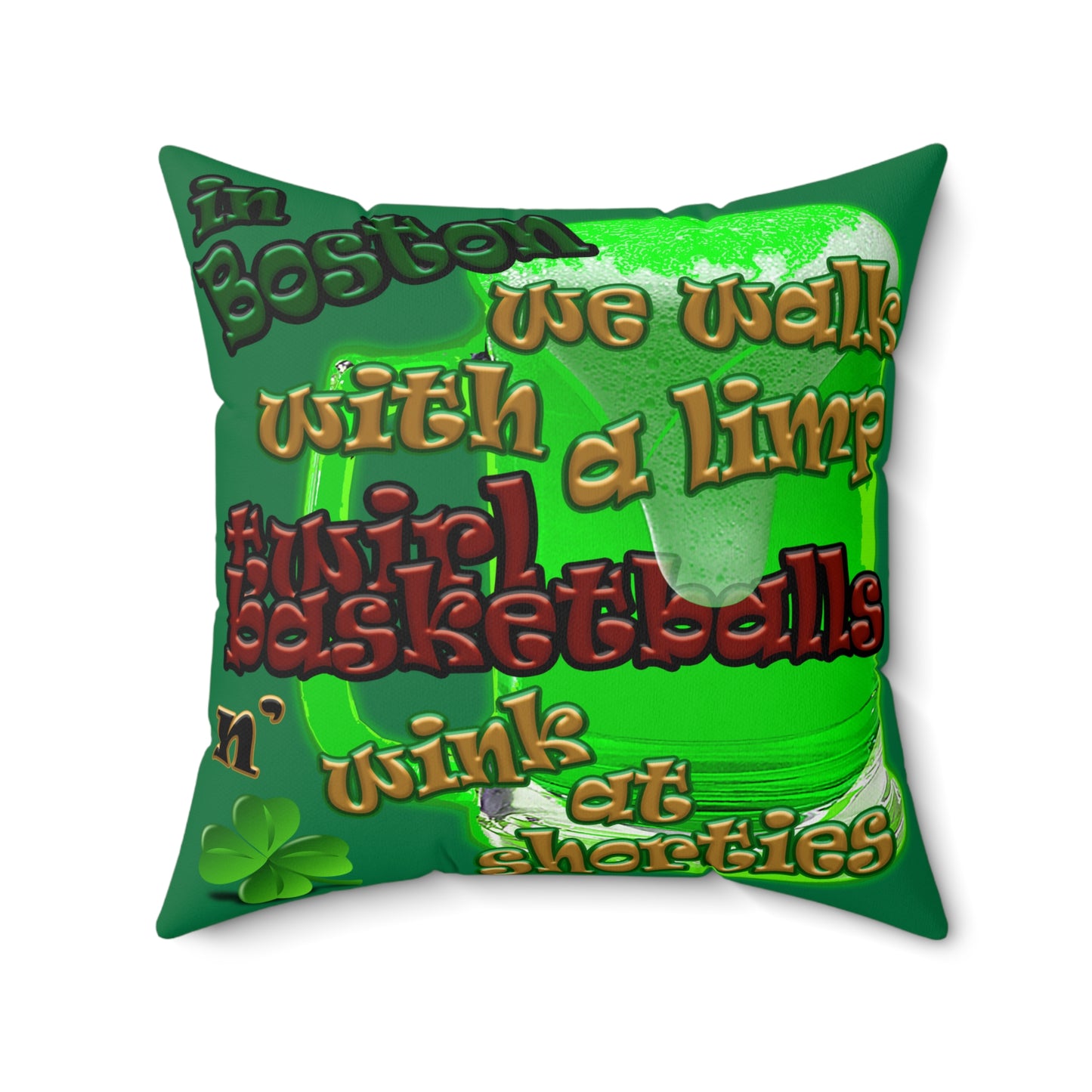 celtics logo - Spun Polyester Square Pillow - (dark green)