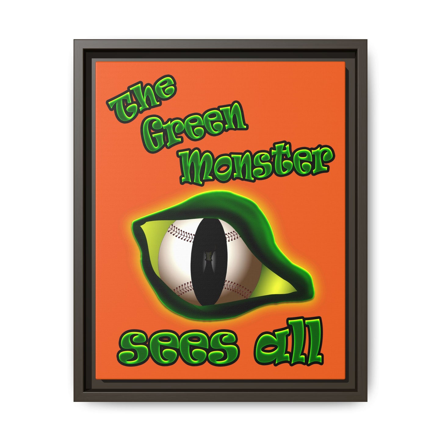 green monster - framed canvas art (orange)