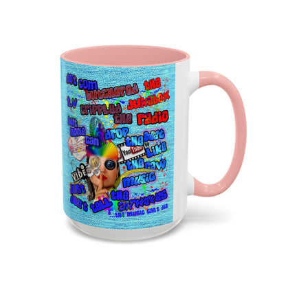 drop the beat - Accent Mug (faded blue)
