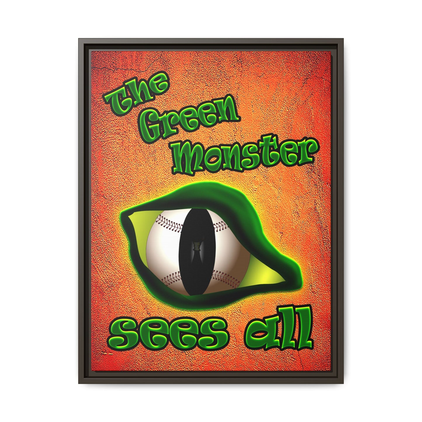 green monster - framed canvas art (burnt orange)