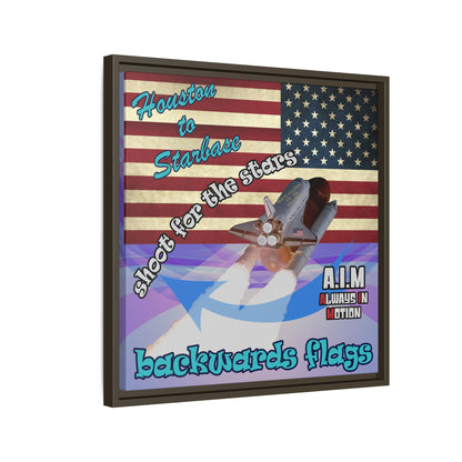 shoot for the stars - framed canvas art (light blue-pink wave)