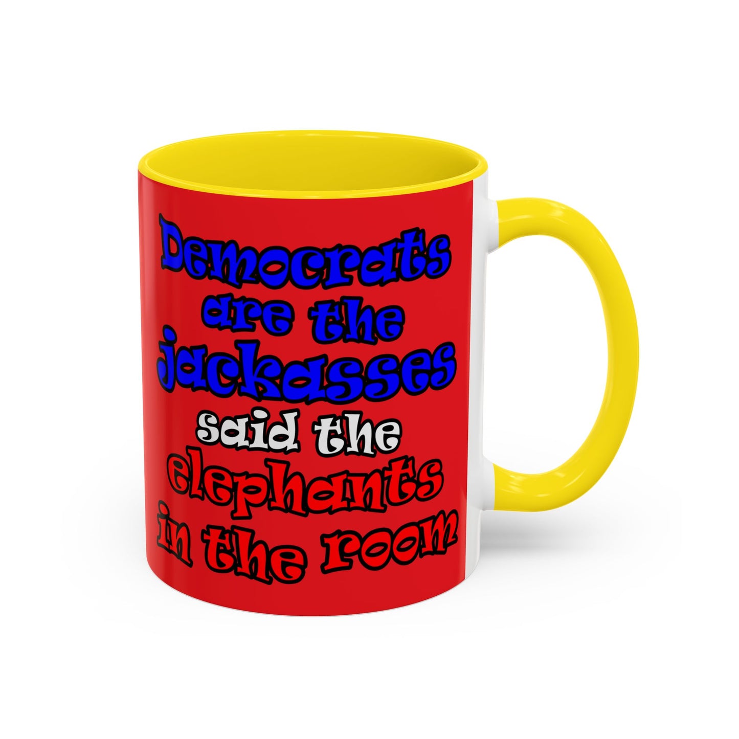 donkeys and elephants - Accent Mug (red)