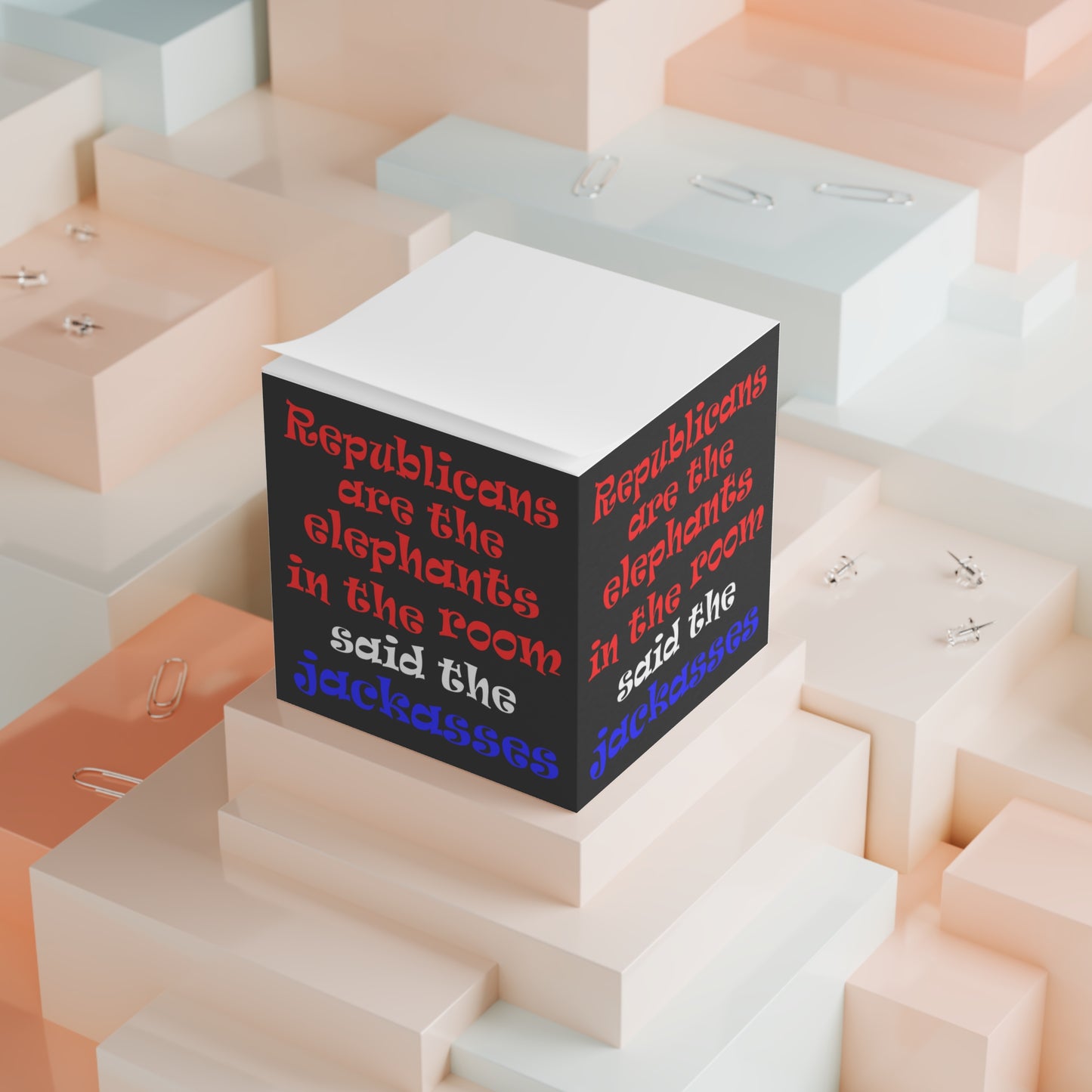 donkeys and elephants - note cube (black)