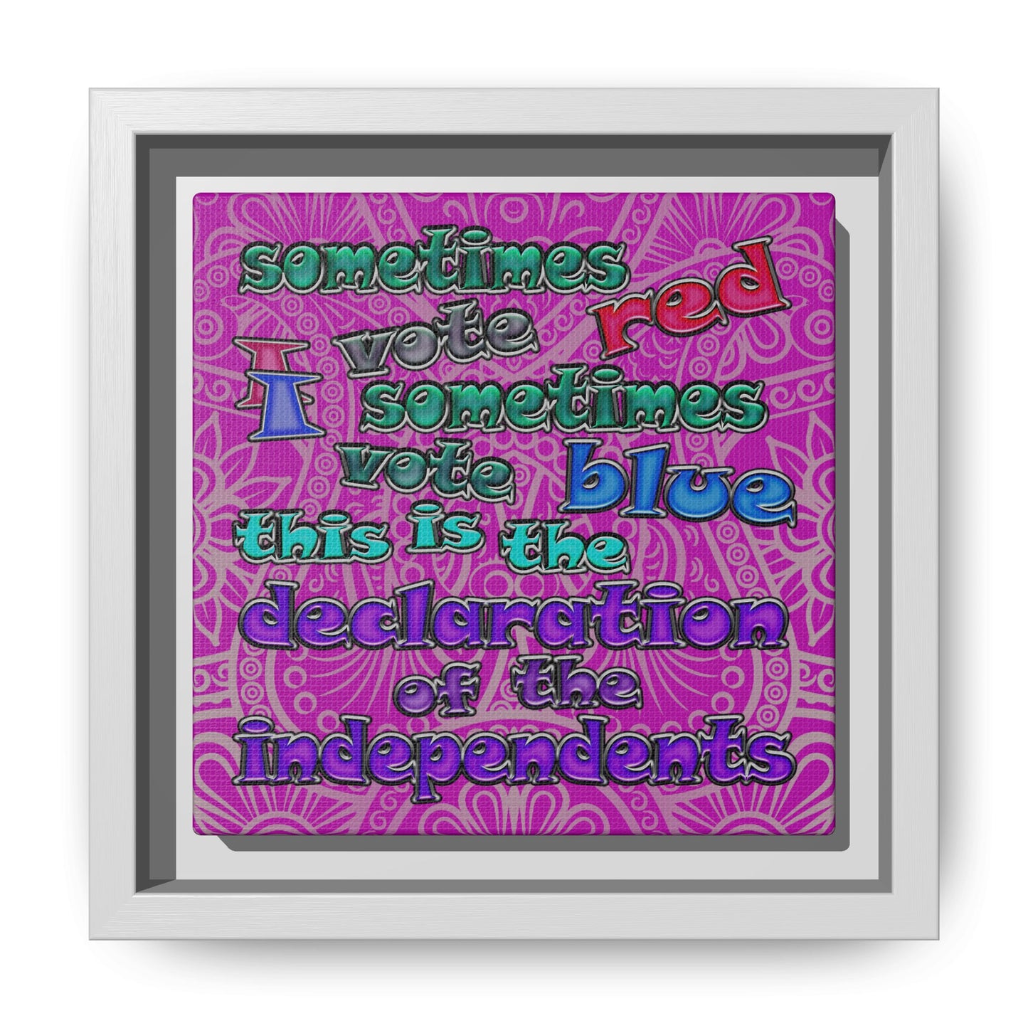 declaration of the independents - framed canvas art (pink swirl)