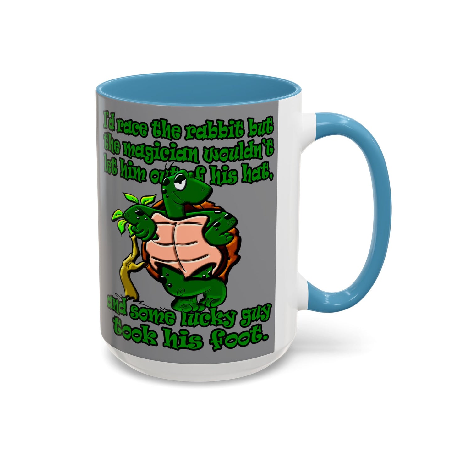 turtle race - Accent Mug (grey)