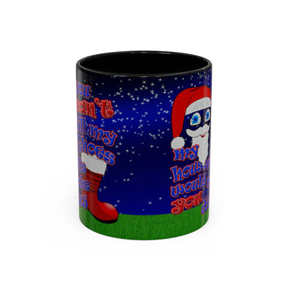 santa's shoes - Accent Mug ('snoops' background)
