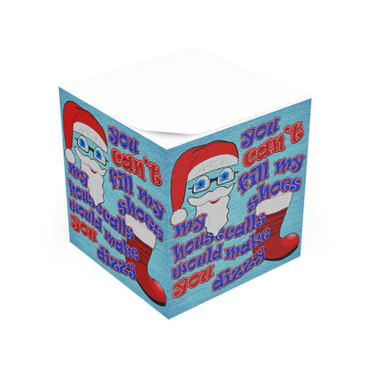 santa's shoes - note cube (faded blue)