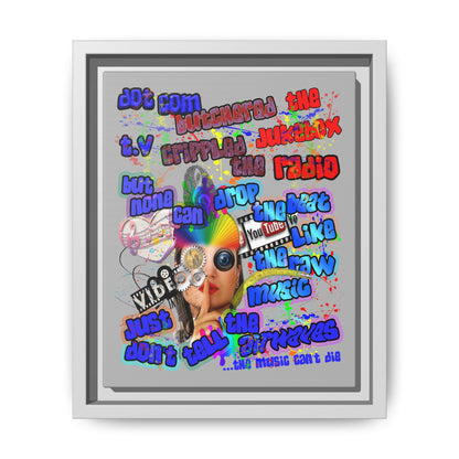 drop the beat - framed canvas art (light grey)
