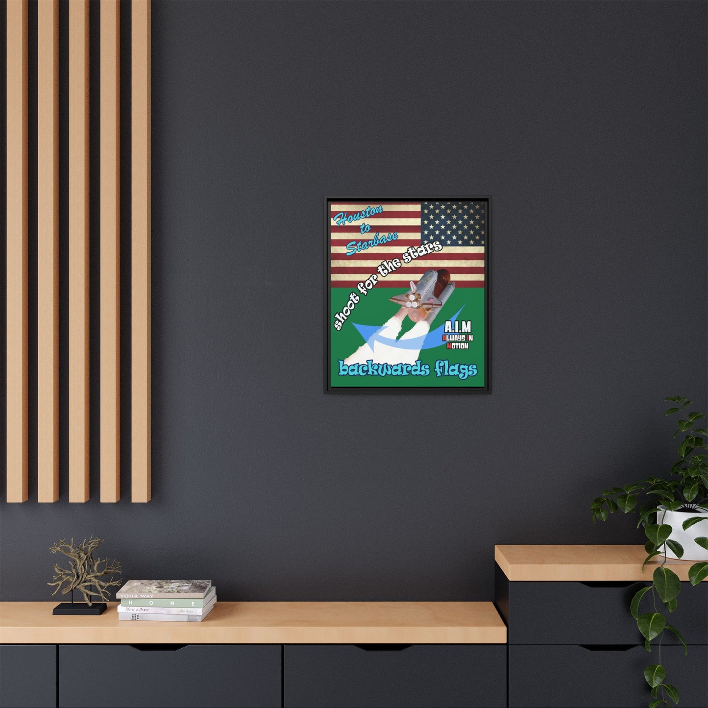 shoot for the stars - framed canvas art (dark green)
