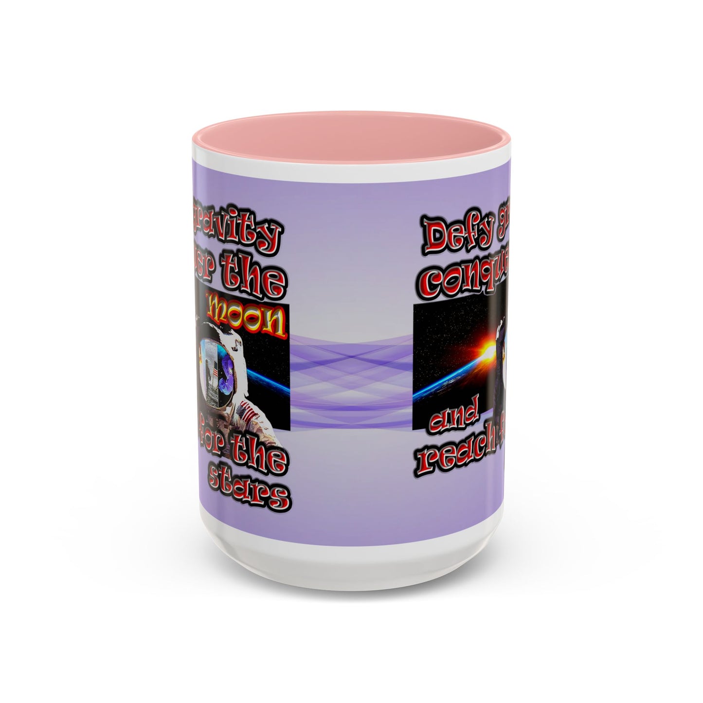 defy conquer reach - Accent Mug (light blue-pink wave)