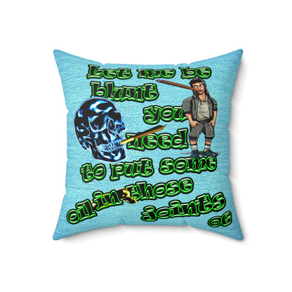og - Faux Suede Square Pillow - (faded blue)