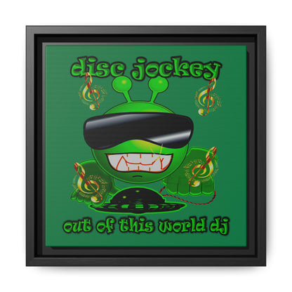 disc jockey - framed canvas art (dark green)