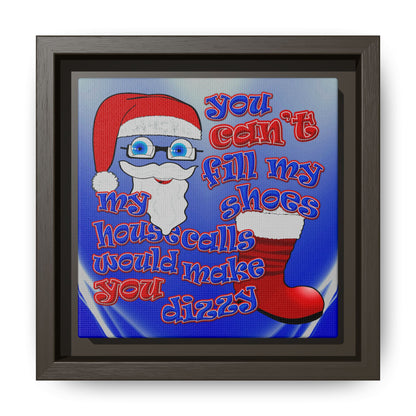 santa's shoes - framed canvas art (blue-white wave)