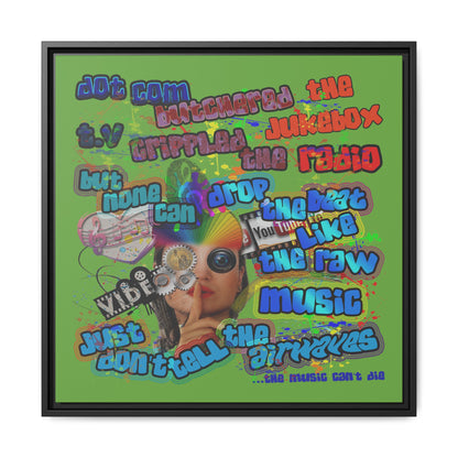 drop the beat - framed canvas art (green)
