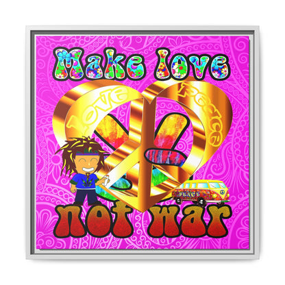 love peace - framed canvas art (pink swirl)