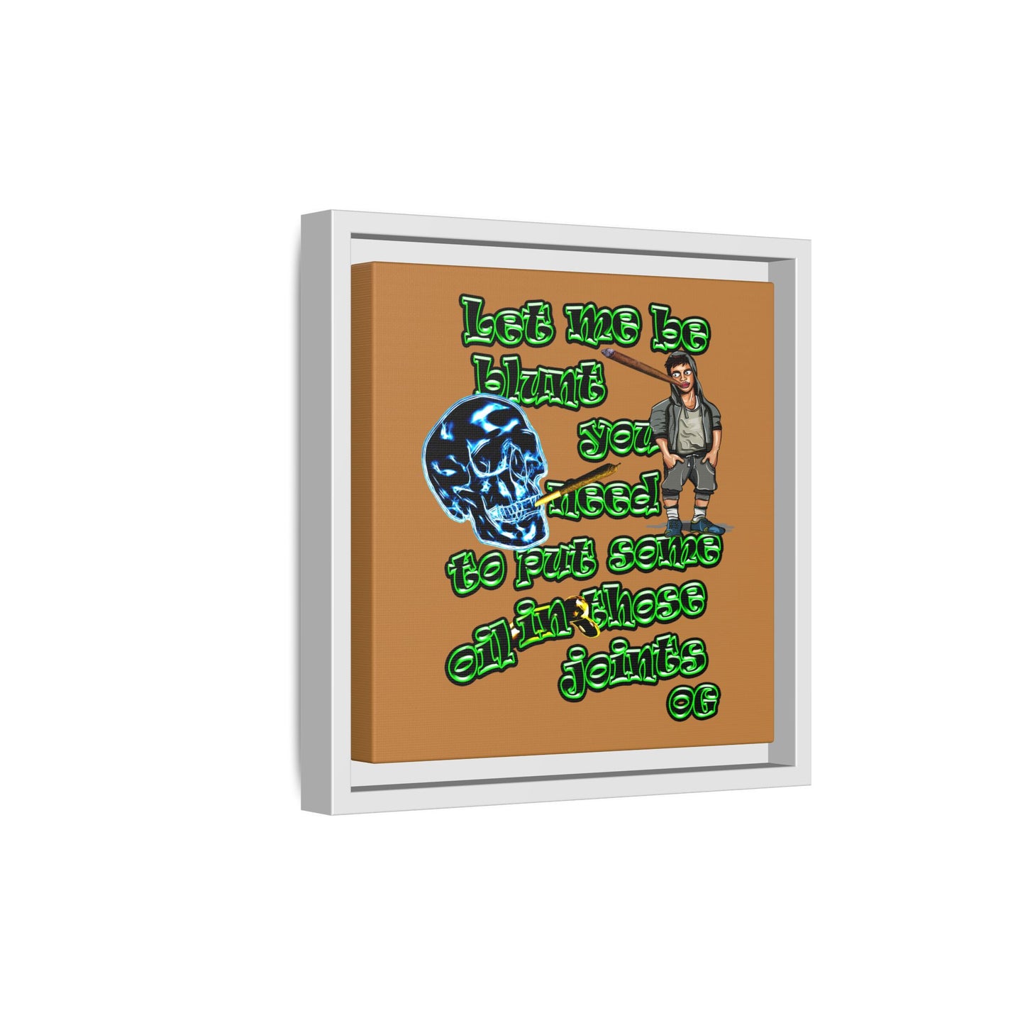 og - framed canvas art (light brown)