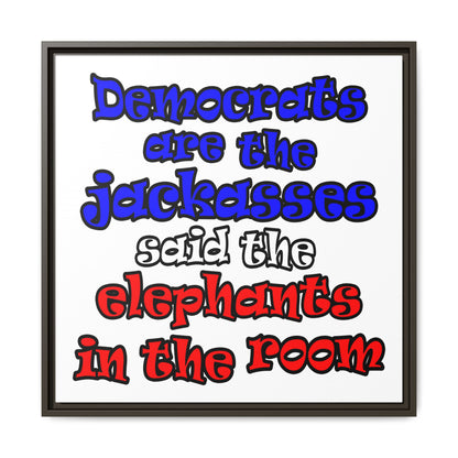 donkeys and elephants - framed canvas art (white)