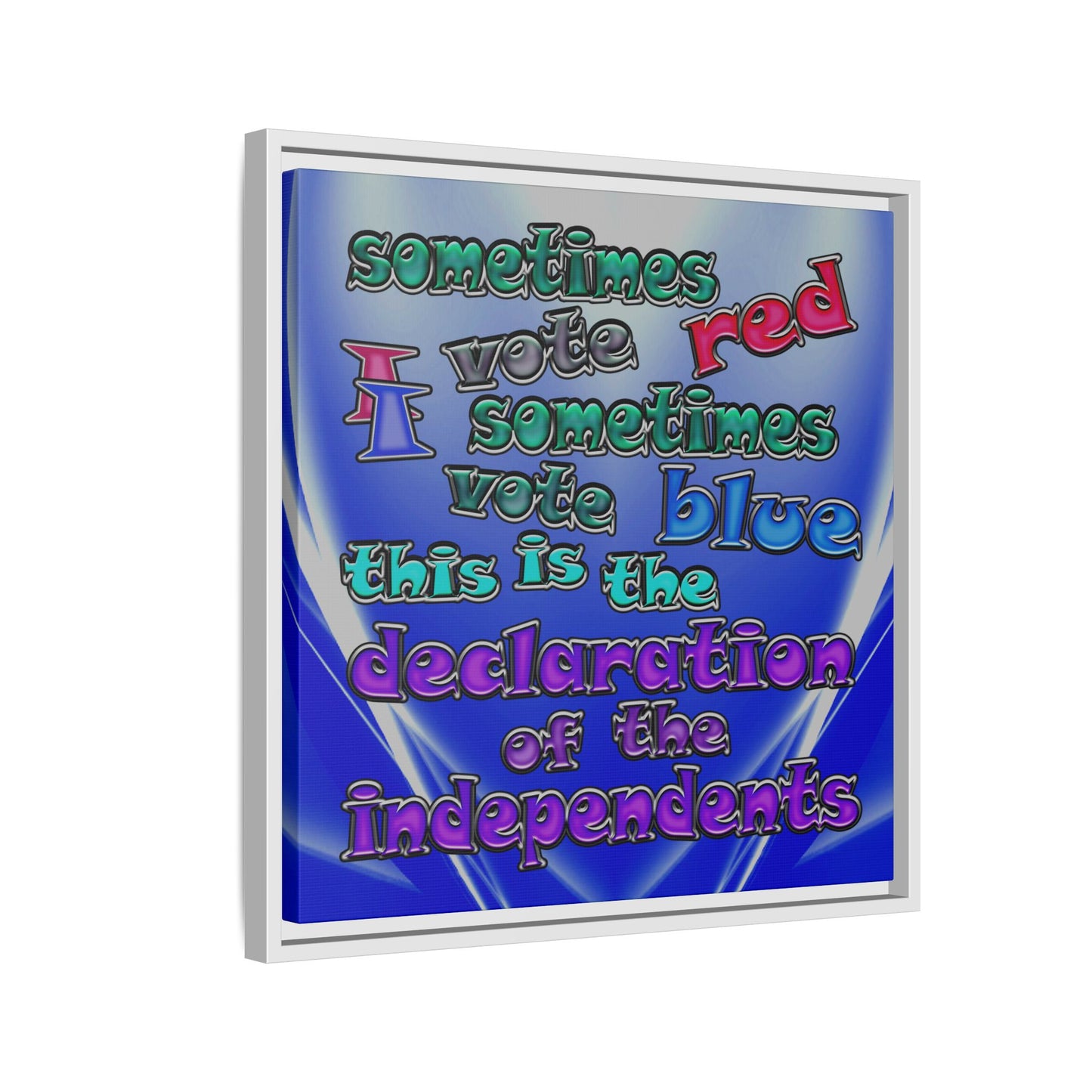 declaration of the independents - framed canvas art (blue-white wave)
