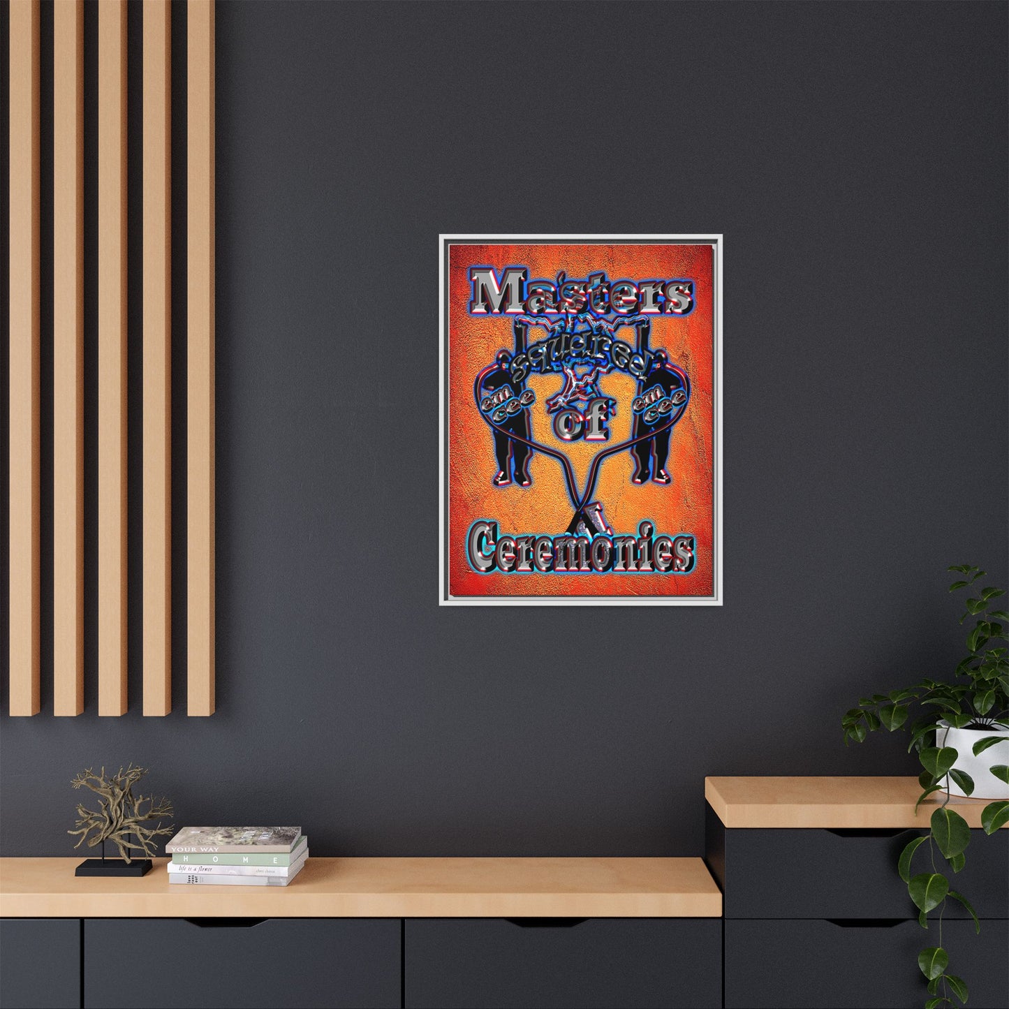 em cee squared - framed canvas art (burnt orange)