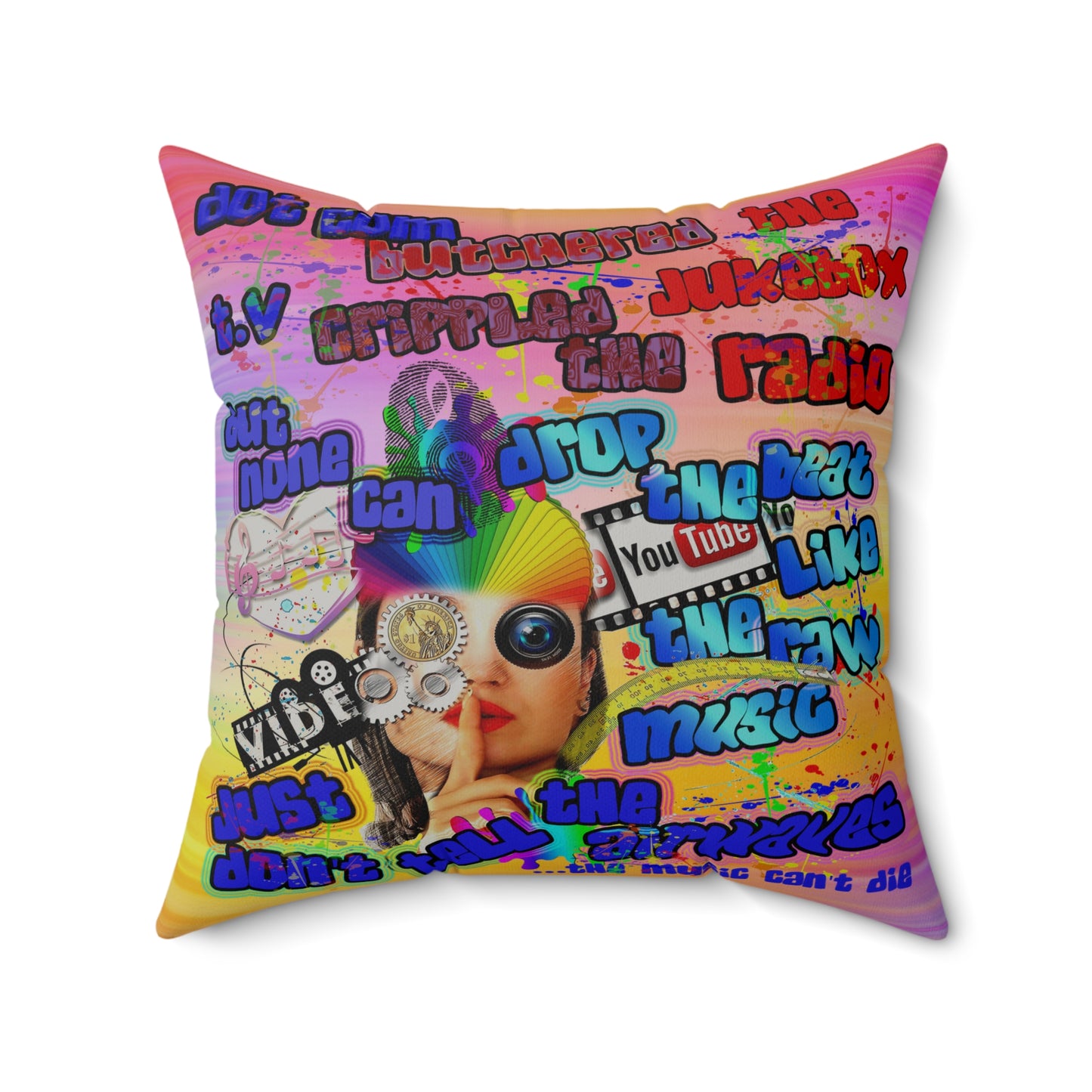 drop the beat - Faux Suede Square Pillow - (color blur)