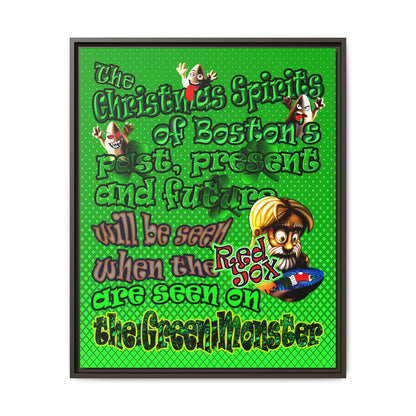 christmas spirits of boston - framed canvas art (logo green)