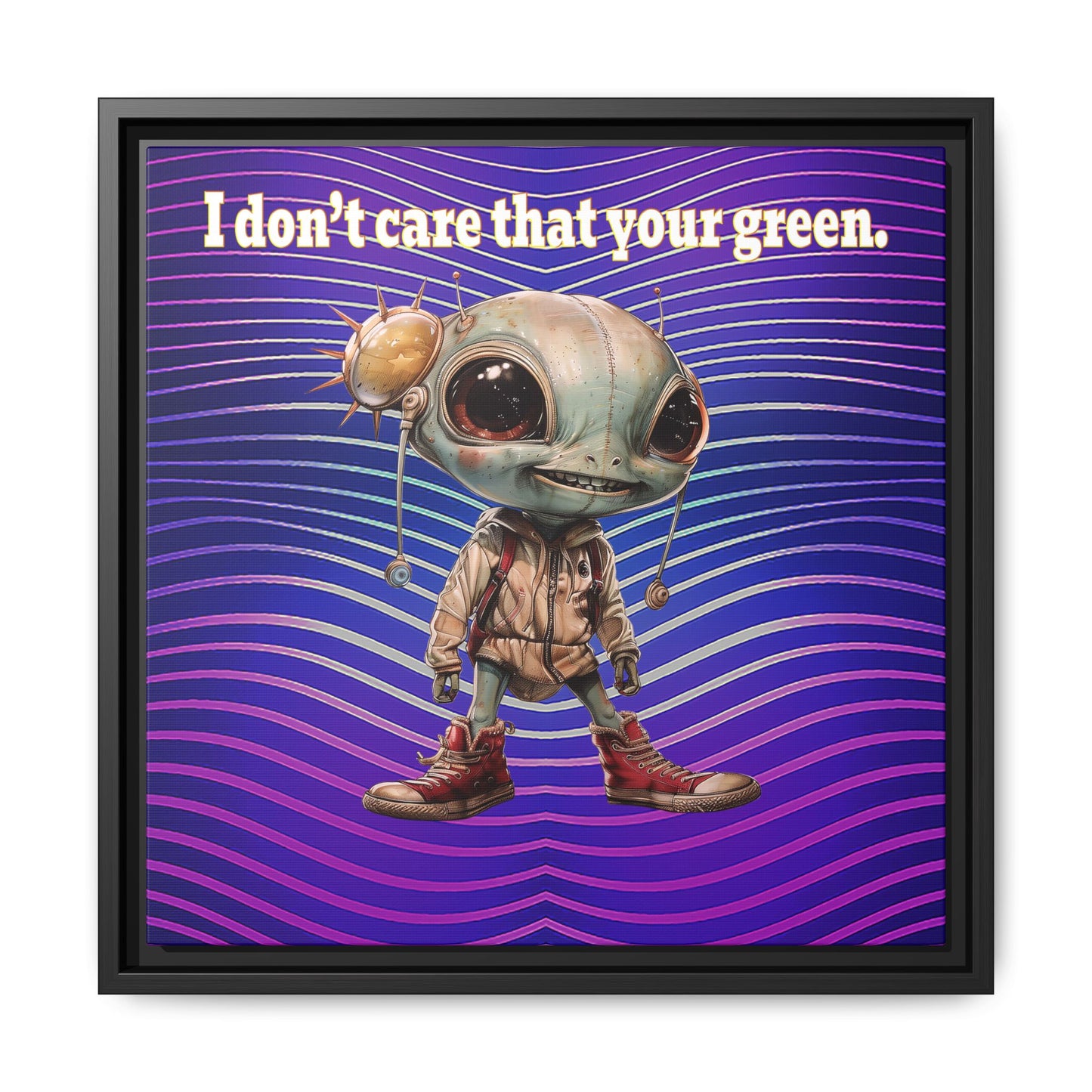 I don't care that your green - framed canvas art (purple wave)