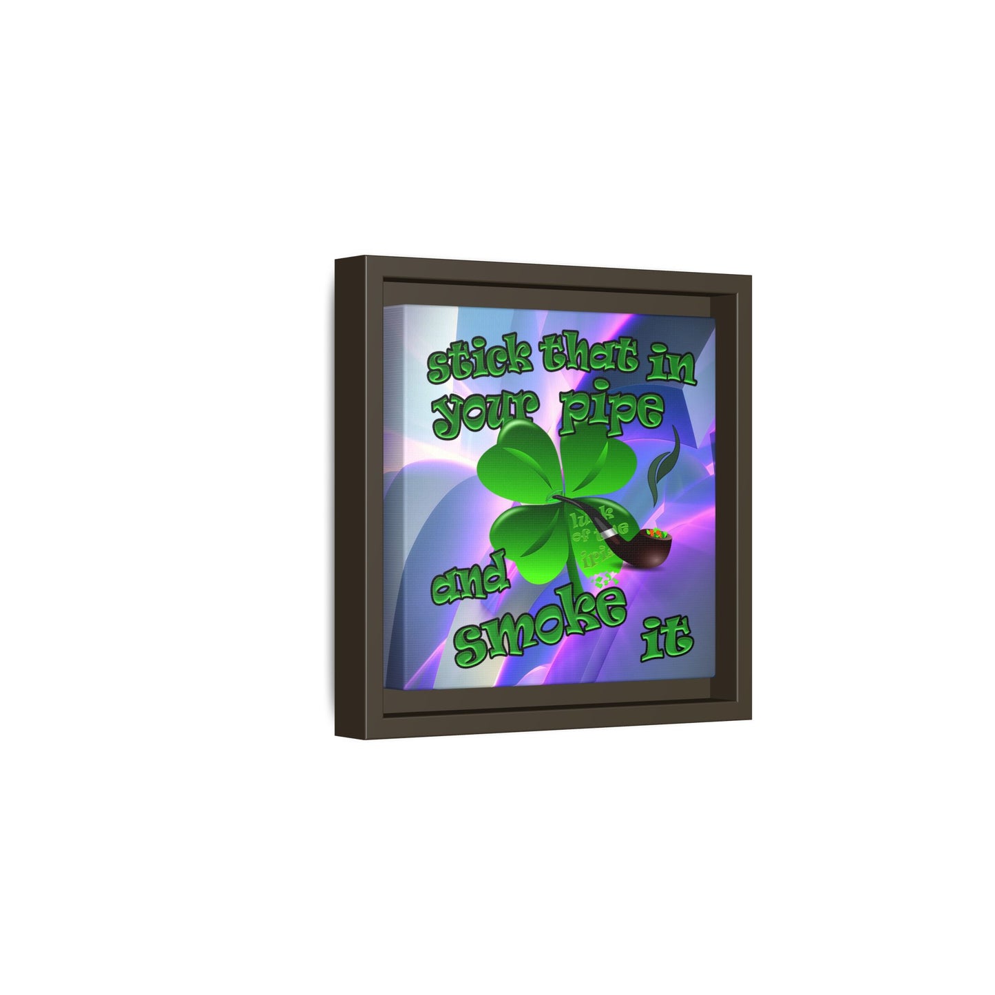 stick that in your pipe and smoke it - framed canvas art (grey-pink wave)