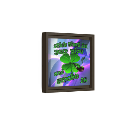 stick that in your pipe and smoke it - framed canvas art (grey-pink wave)