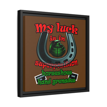 my luck - framed canvas art (brown)