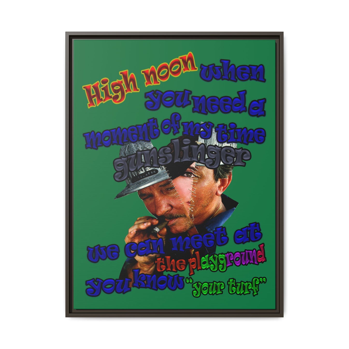 high noon - framed canvas art (dark green)