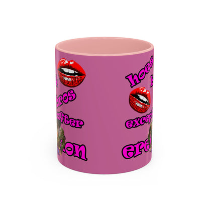 hoes b4 bros - Accent Mug (light pink)