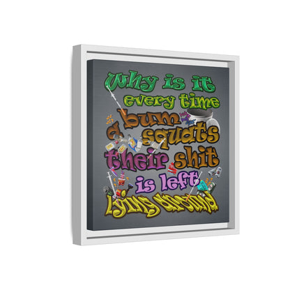the bum's shit - framed canvas art (grey-light grey)