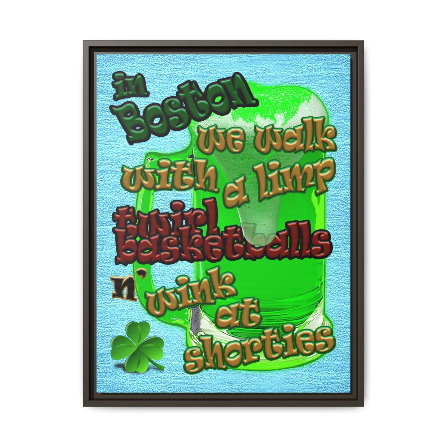 celtics logo - framed canvas art (faded blue)