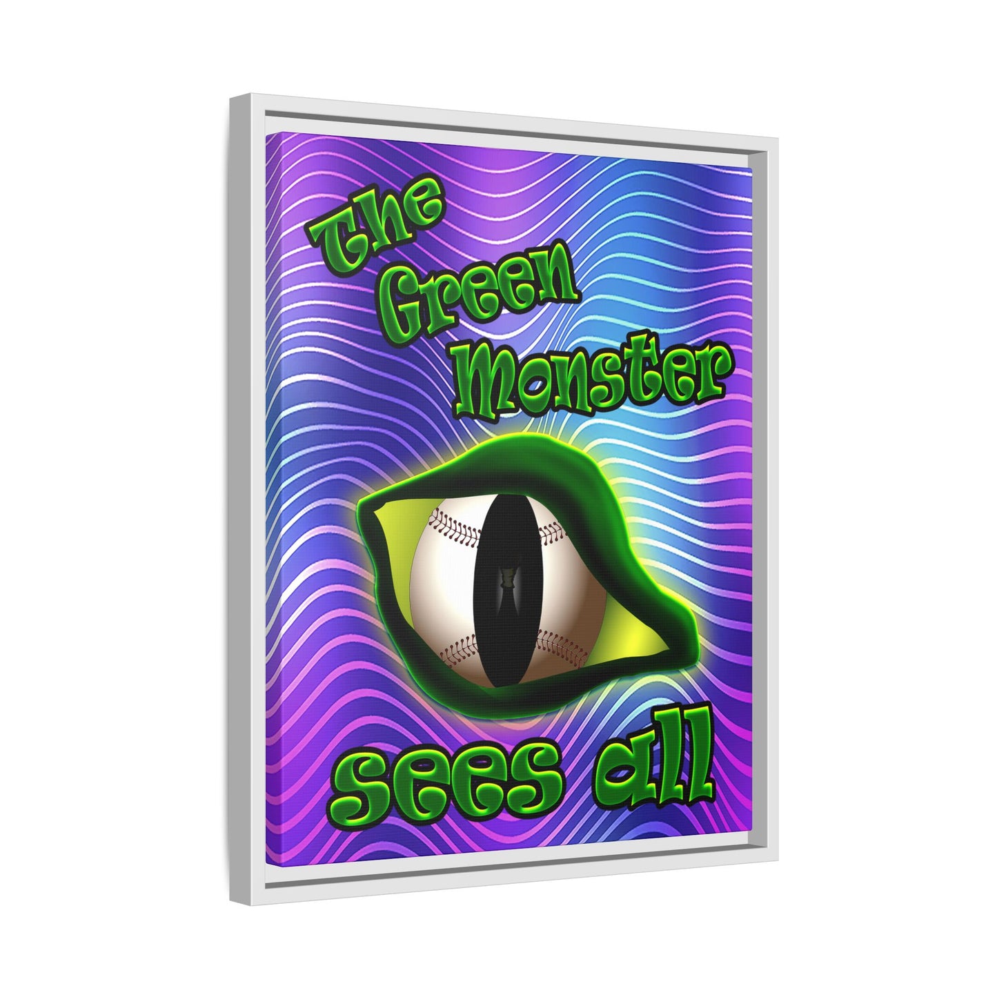 green monster - framed canvas art (purple wave)