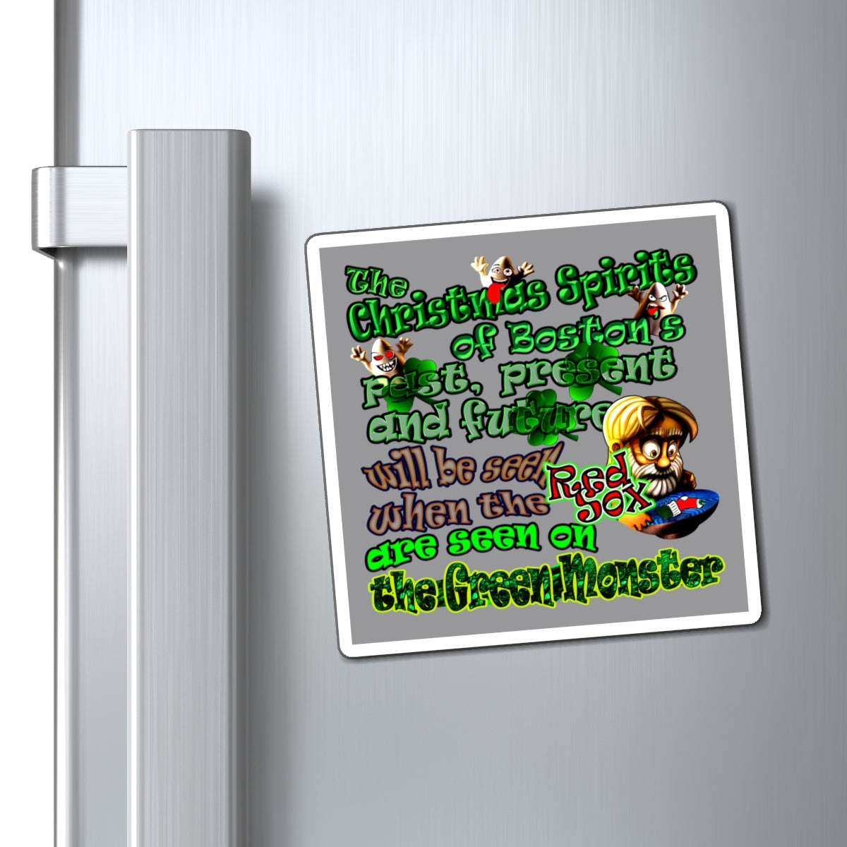 christmas spirits of boston - Magnets - (grey)
