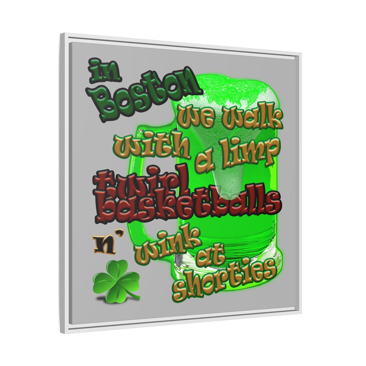 celtics logo - framed canvas art (light grey)