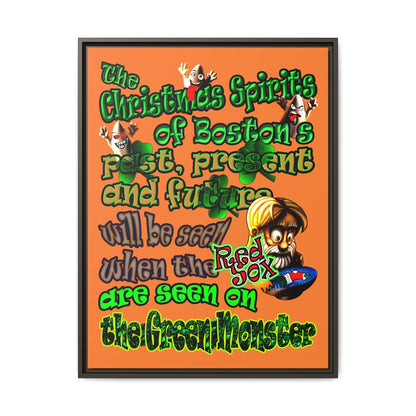 christmas spirits of boston - framed canvas art (crusta)