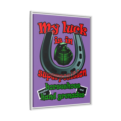 my luck - framed canvas art (light purple)