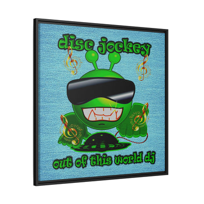 disc jockey - framed canvas art (faded blue)