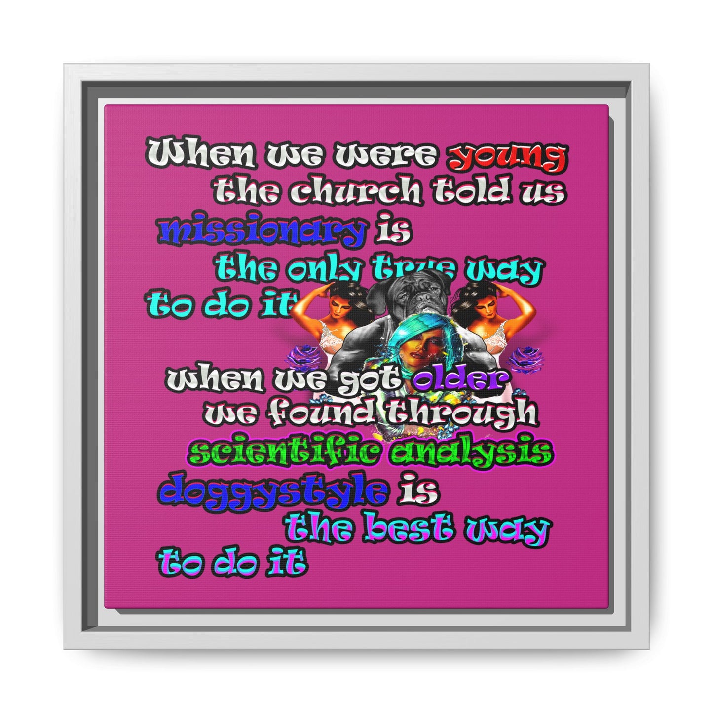doggystyle - framed canvas art (pink)