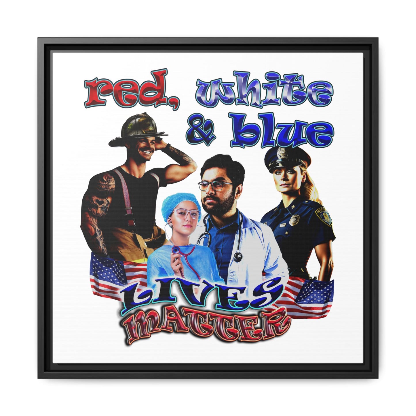 rw&b lives matter - framed canvas art (white)
