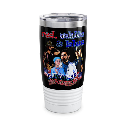 rw&b lives matter - Ringneck Tumbler, 20oz (black)
