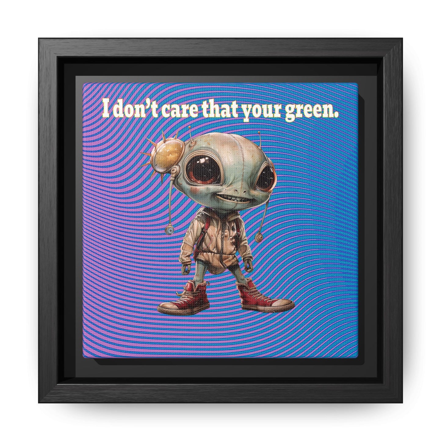 I don't care that your green - framed canvas art (light blue-purple wave)