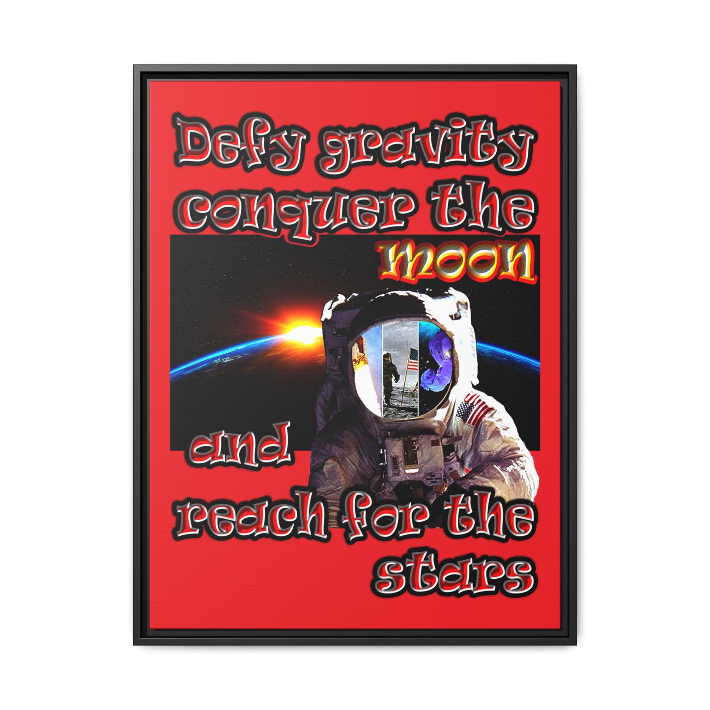 defy conquer reach - framed canvas art (red)
