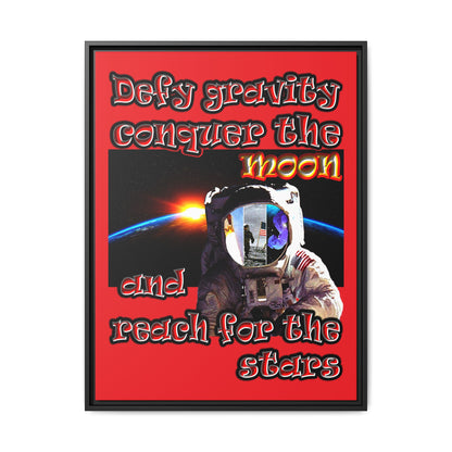 defy conquer reach - framed canvas art (red)