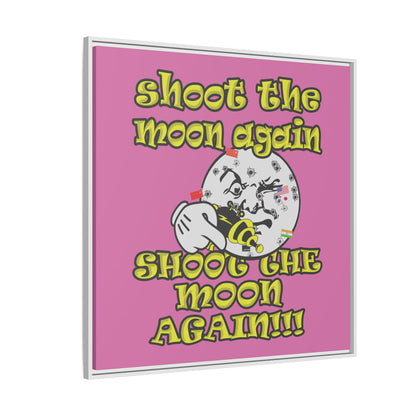 shoot the moon again - framed canvas art (light pink)