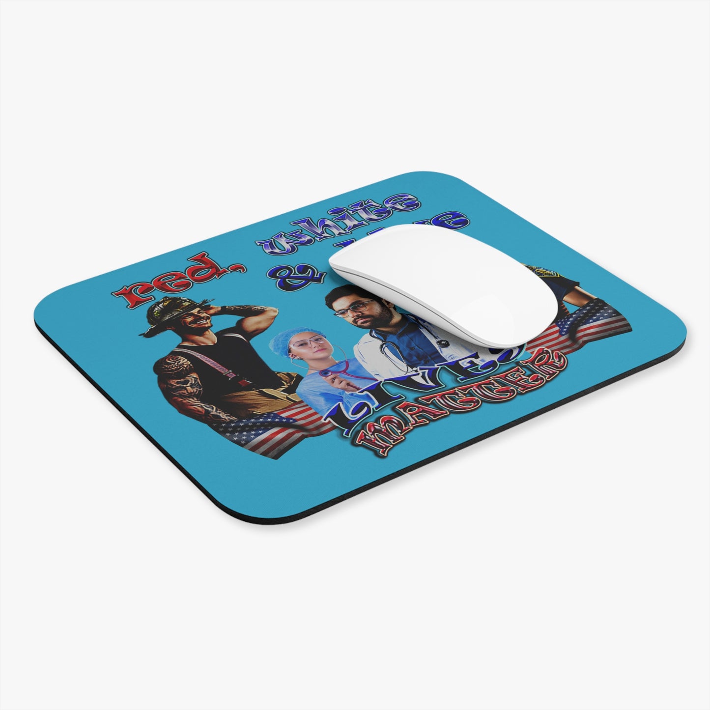 rw&b lives matter - Mouse Pad (Rectangle) (turquoise)