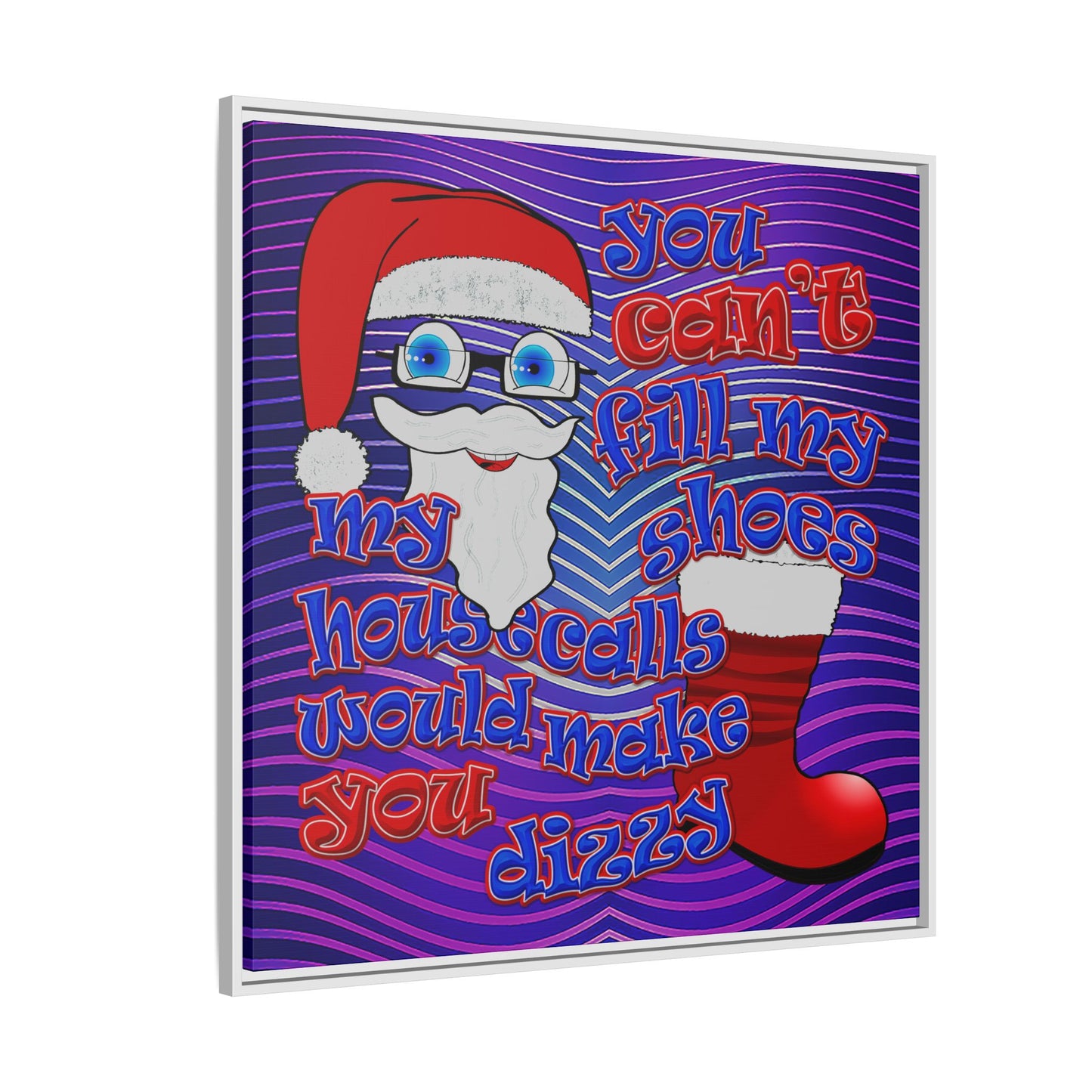 santa's shoes - framed canvas art (purple wave)