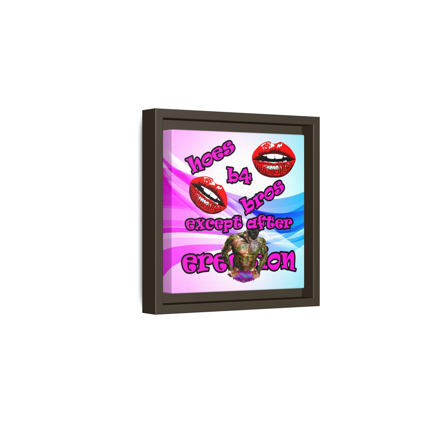 hoes b4 bros - framed canvas art (light blue-pink wave)